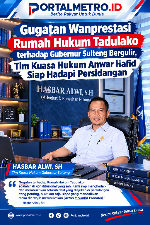 Gugatan Wanprestasi Rumah Hukum Tadulako terhadap Gubernur Sulteng Bergulir, Tim Kuasa Hukum Anwar Hafid Siap Hadapi Persidangan